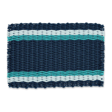 Top Rated Doormats, Lobster Rope Doormats in Navy, Seafoam, Teal Tailored Stripes, Wicked Good Doormats